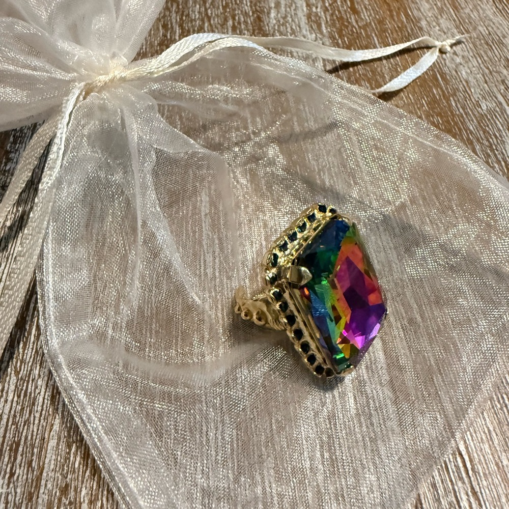 Sorrelli Multicolor Faceted Crystal Ring in Gold Tone